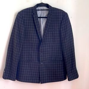 NOAK wool blend 2 button 1 vent window pane plaid sport coat blazer sz 42R